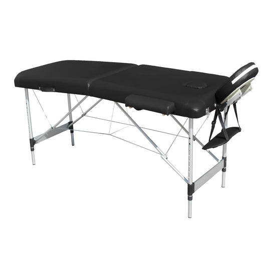 YES4HOMES 2 Fold 6cm Thickness Foam Portable Aluminium Massage Table Massage Bed Beauty Therapy Black