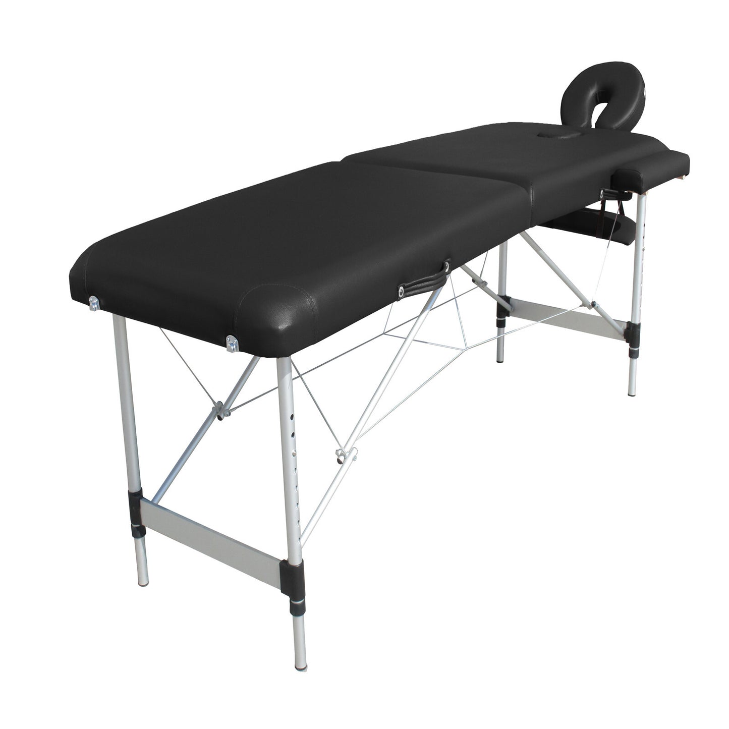 YES4HOMES 2 Fold 6cm Thickness Foam Portable Aluminium Massage Table Massage Bed Beauty Therapy Black