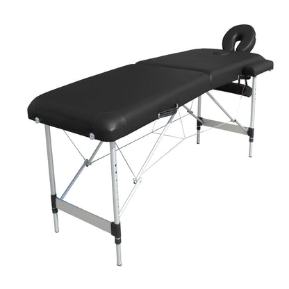 YES4HOMES 2 Fold 6cm Thickness Foam Portable Aluminium Massage Table Massage Bed Beauty Therapy Black