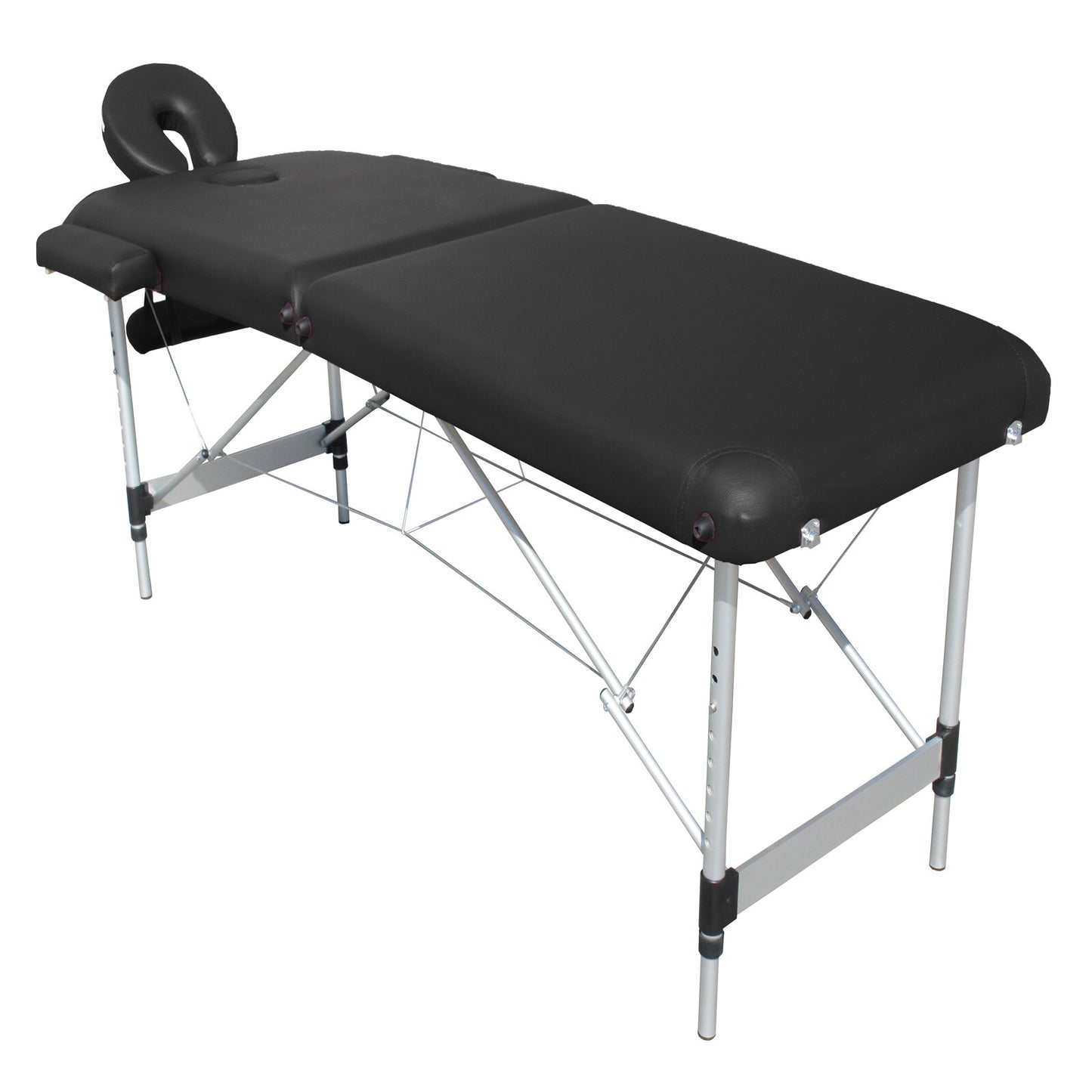 YES4HOMES 2 Fold 6cm Thickness Foam Portable Aluminium Massage Table Massage Bed Beauty Therapy Black