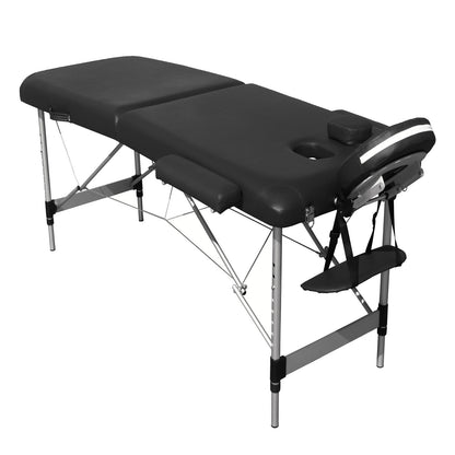 YES4HOMES 2 Fold 6cm Thickness Foam Portable Aluminium Massage Table Massage Bed Beauty Therapy Black