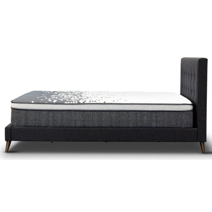 Volga Queen Bed Platform Frame Fabric Upholstered Mattress Base - Charcoal