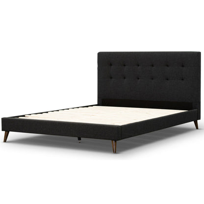 Volga King Single Bed Platform Frame Fabric Upholstered Mattress Base - Charcoal in Sydney