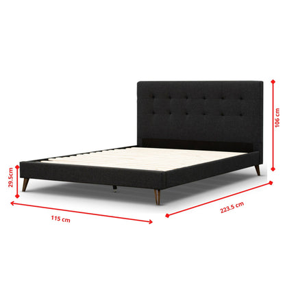 Melbourne Volga King Single Mattress Base - Charcoal Fabric Upholstered Bed Frame