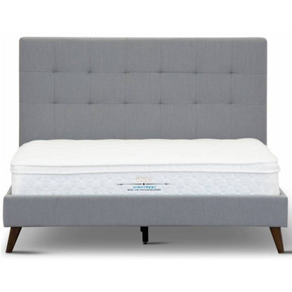 Perth Volga King Single Bed Platform Frame - Grey Upholstered Mattress Base