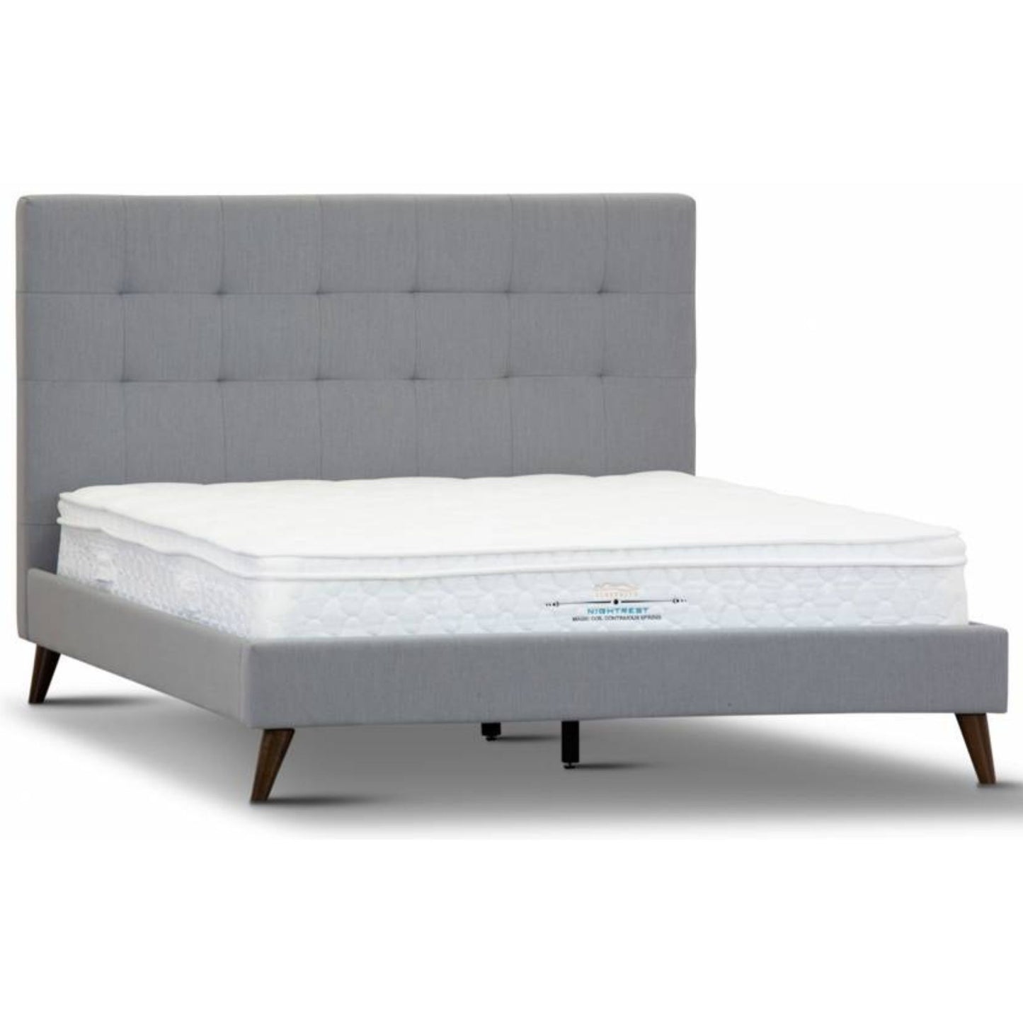 Sydney Grey Fabric Upholstered King Single Bed Frame - Volga Platform Base