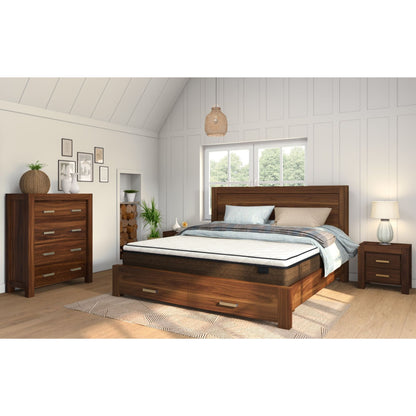 Comfortis 4pc King Bed Frame Suite Bedside Tallboy Furniture Package - Walnut