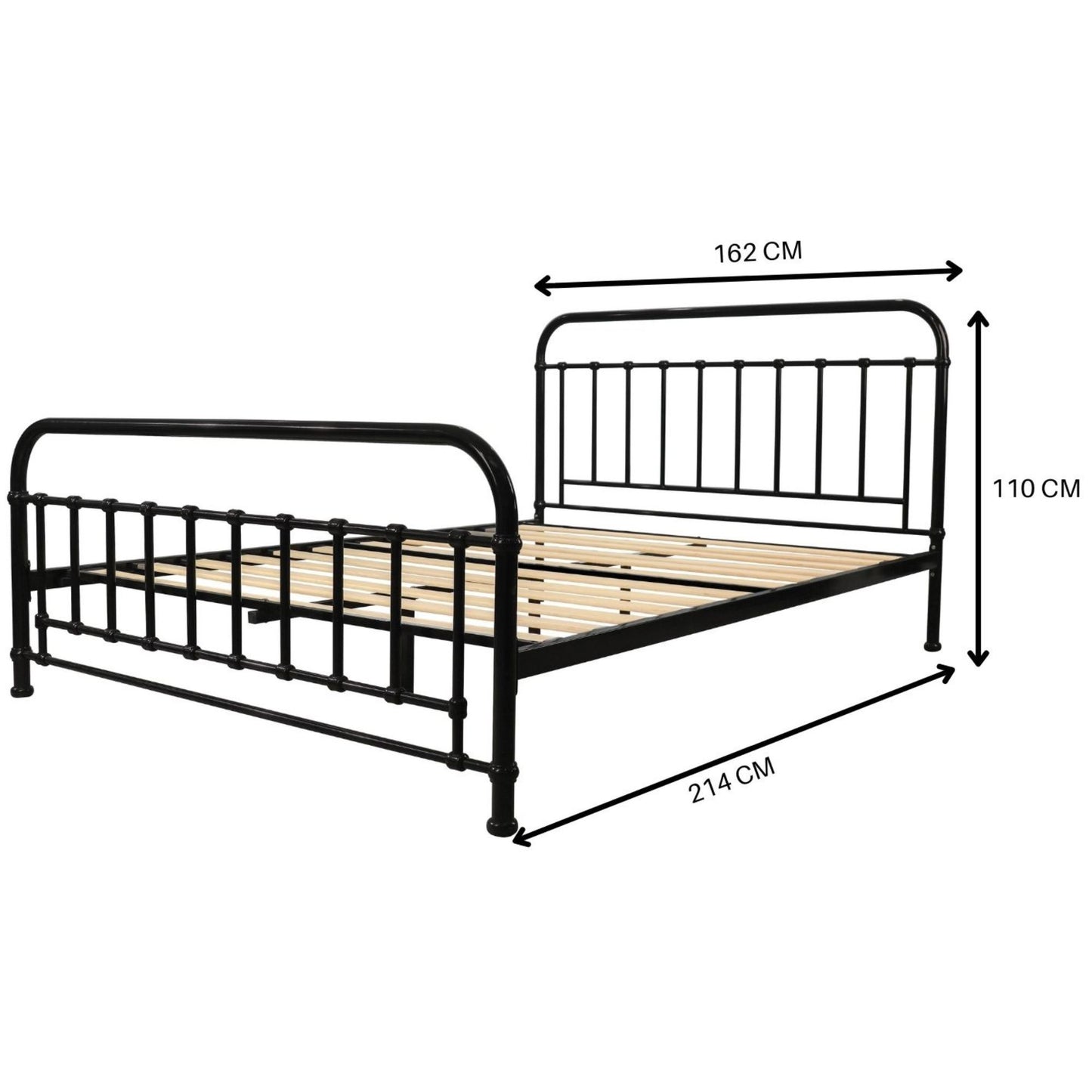 Metallica Queen Bed Size Metal Frame Platform Mattress Base - Black