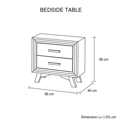 4 Pieces Bedroom Suite King Size Silver Brush in Acacia Wood Construction Bed, Bedside Table & Tallboy