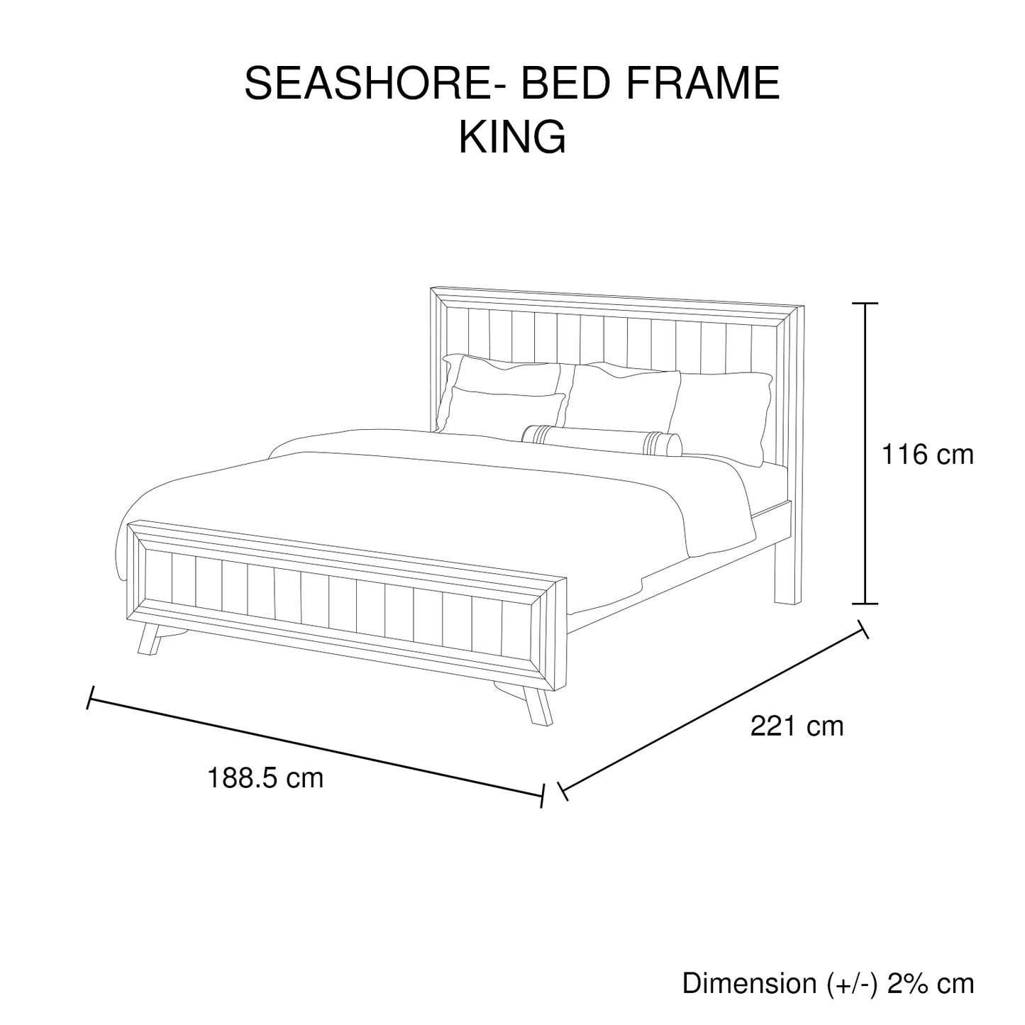 King Size Silver Brush Bed Frame in Acacia Wood Construction