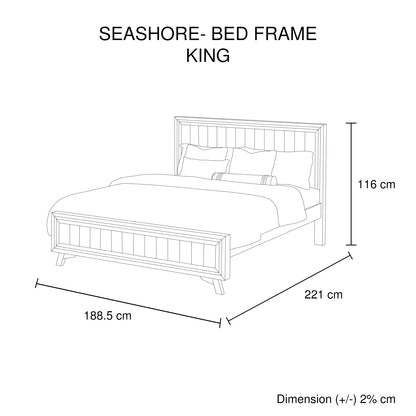 King Size Silver Brush Bed Frame in Acacia Wood Construction