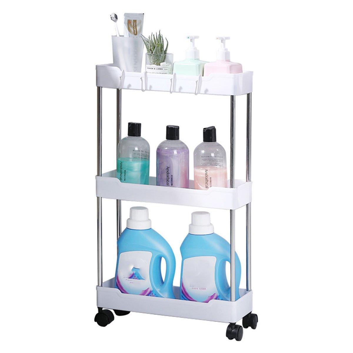 Multi Layer Rolling Storage Cart Kitchen Bathroom Organizer Shelf with Wheels - 4-White