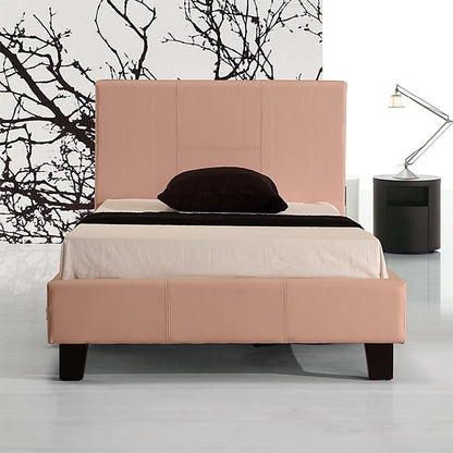 Single PU Leather Bed Frame Pink