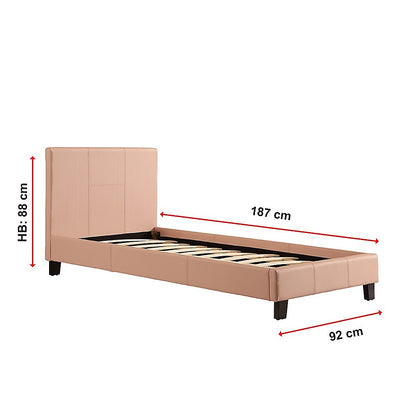 Single PU Leather Bed Frame Pink