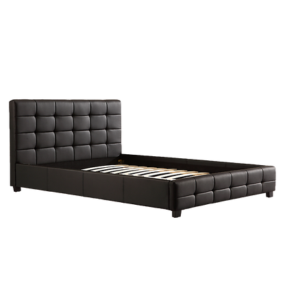 Double PU Leather Deluxe Bed Frame Black