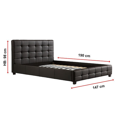 Double PU Leather Deluxe Bed Frame Black