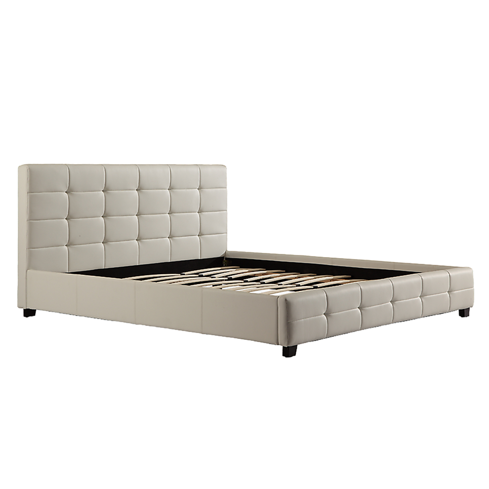 King PU Leather Deluxe Bed Frame White Goods Australia