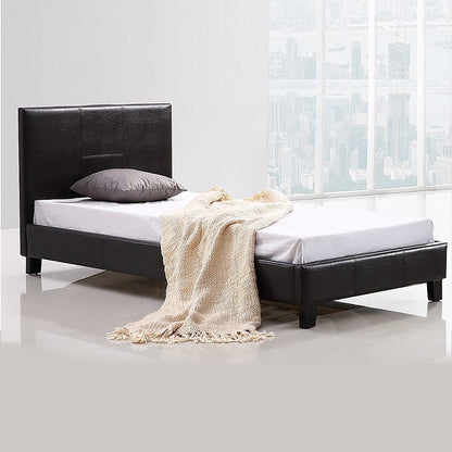 Single PU Leather Bed Frame Brown