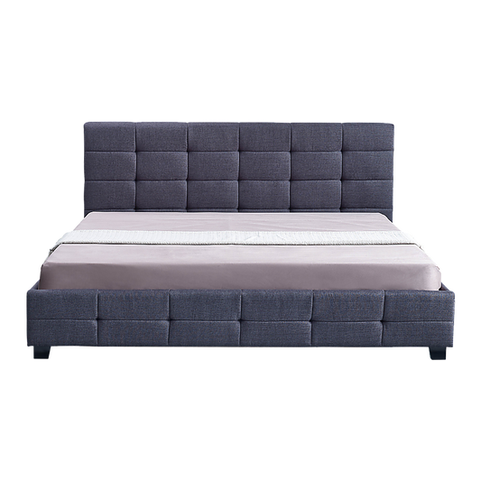 Linen Fabric King Deluxe Bed Frame Grey