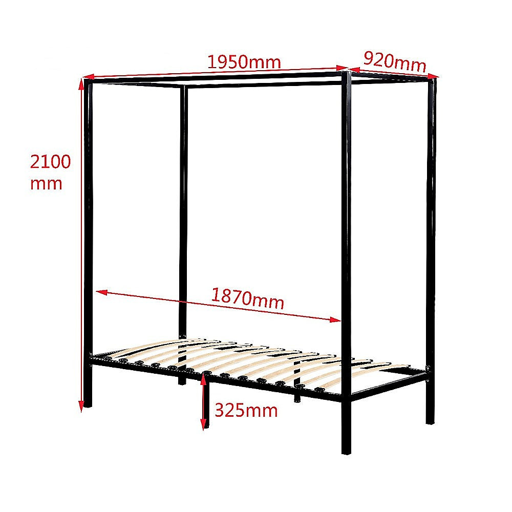 4 Four Poster Single Bed Frame