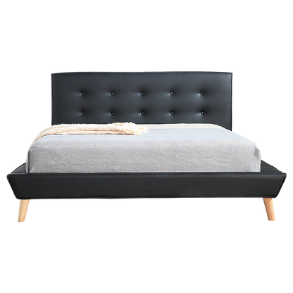 Double PU Leather Deluxe Bed Frame Black