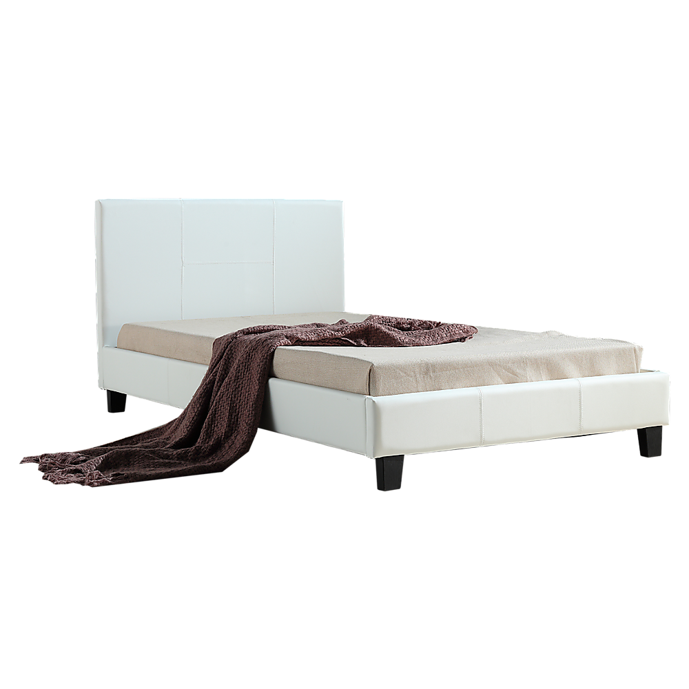 King Single PU Leather Bed Frame White - Sydney