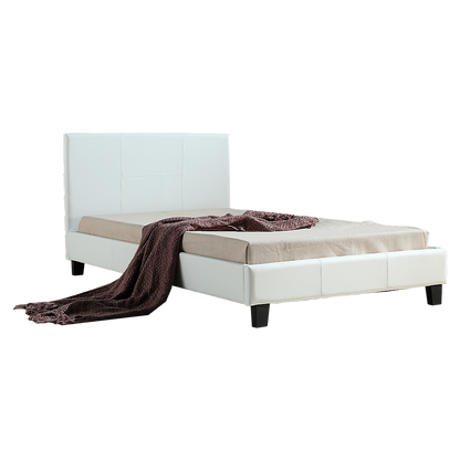 King Single PU Leather Bed Frame White - Sydney