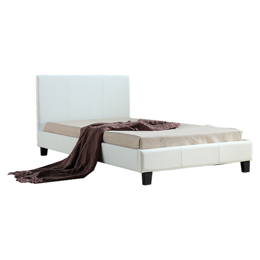 King Single PU Leather Bed Frame White - Sydney