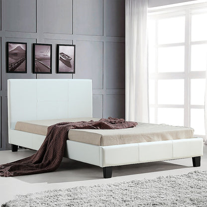 Melbourne King Single Bed Frame - White PU Leather Design