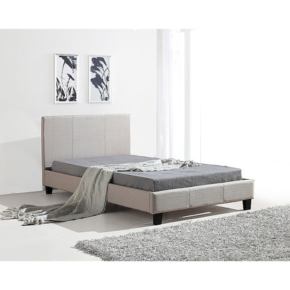 "King Single Linen Fabric Bed Frame Beige in Sydney – Elegant and Comfortable"