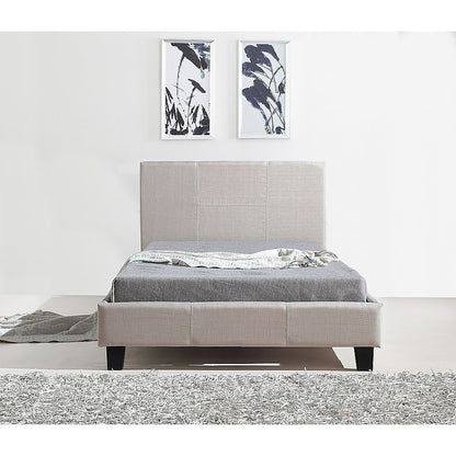 "Melbourne King Single Beige Linen Fabric Bed Frame – Chic and Stylish Design"