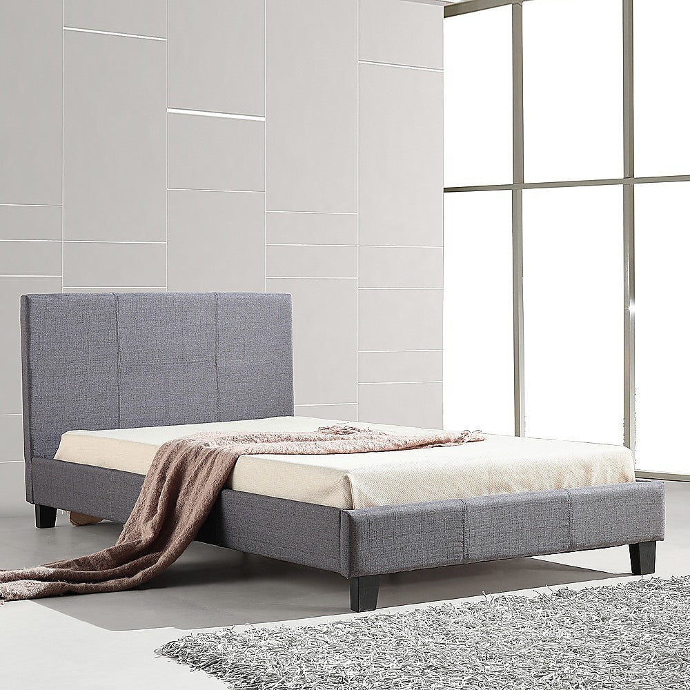 "Melbourne King Single Grey Linen Fabric Bed Frame – Stylish and Contemporary"