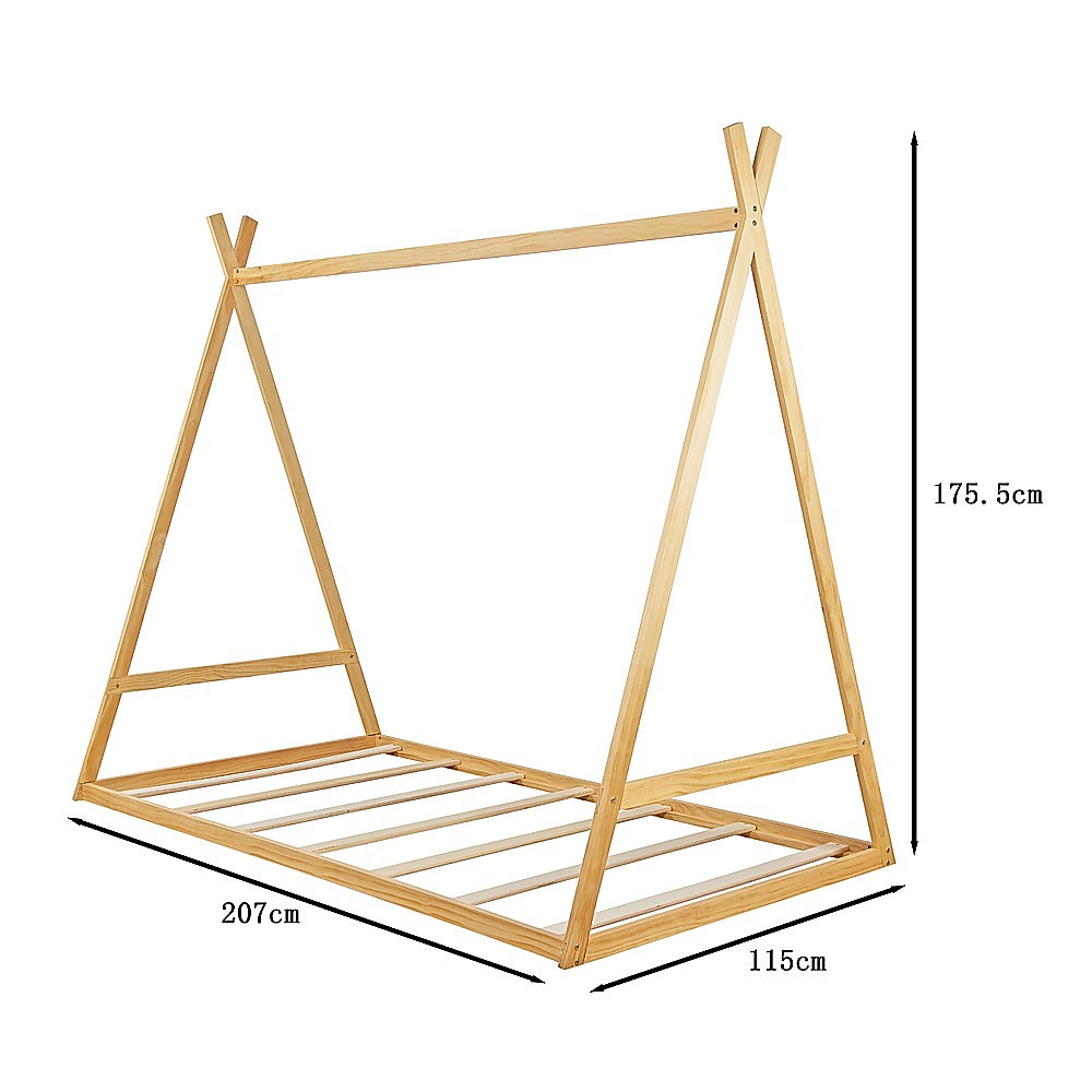 Kids Tent Montessori Toddler Floor Bed Wooden Bedframe