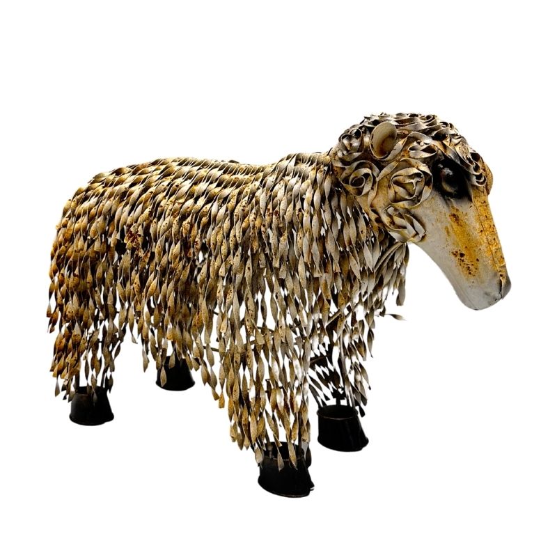 Metal 'White' Sheep Statue 55cm