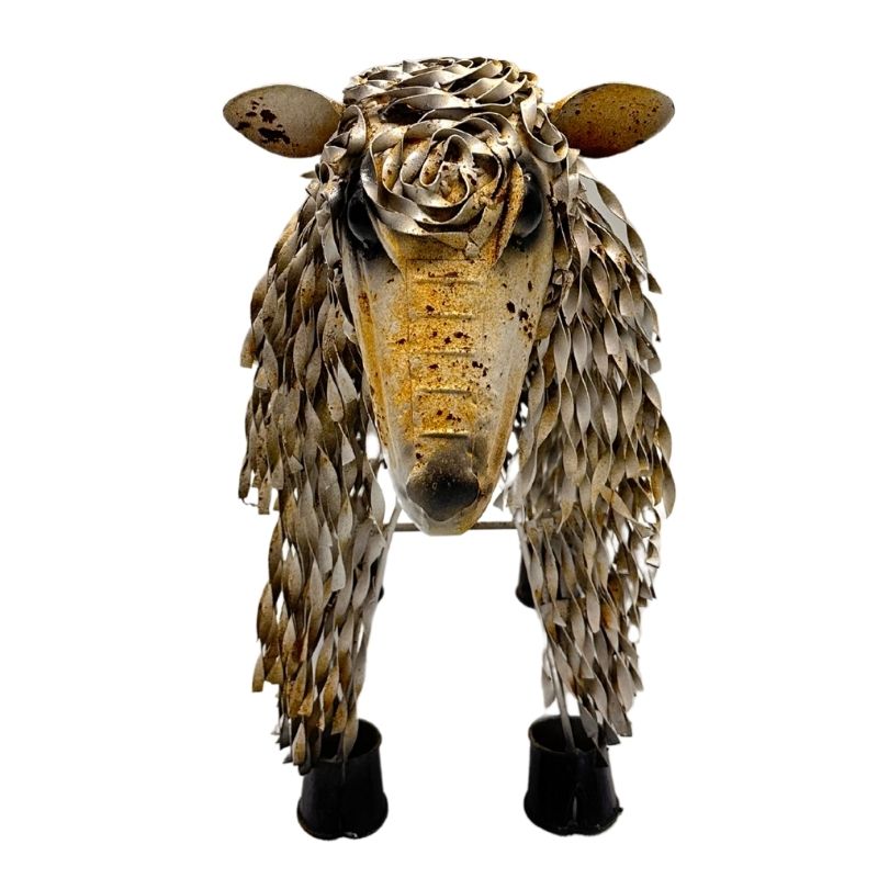 Metal 'White' Sheep Statue 55cm