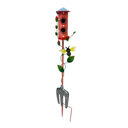 Colourful Birdhouse Stake w Gardenfork 91cm
