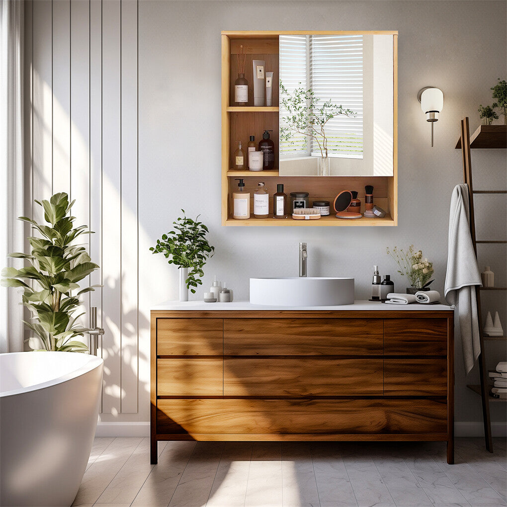 Xl Bathroom Wall Mirror Medicine Cabinet With Single Door And Adjustable Shelves