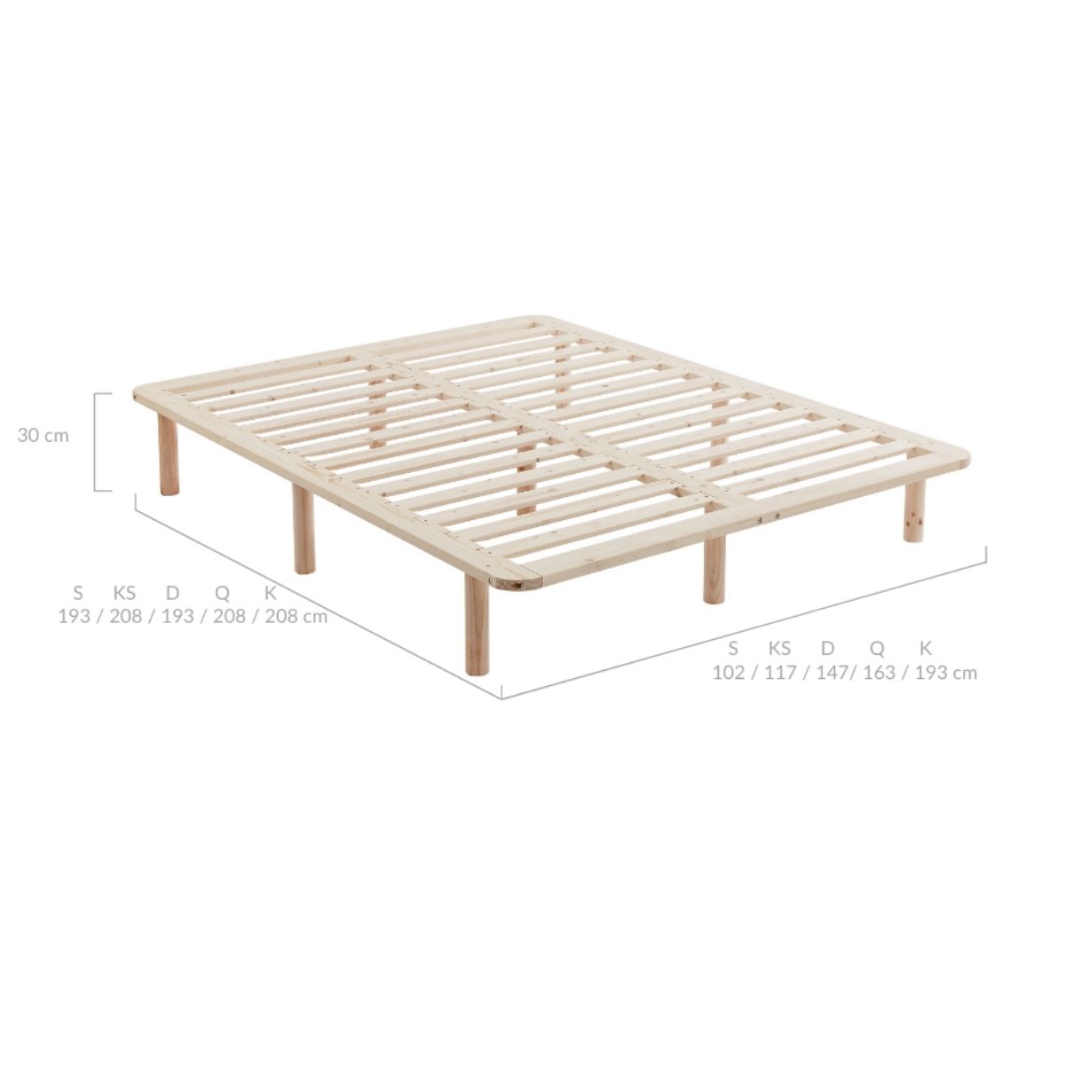 Brisbane Platform Bed Base Frame Wooden - Natural Pinewood King Single Size