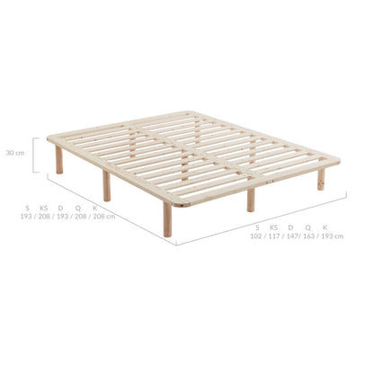 Brisbane Platform Bed Base Frame Wooden - Natural Pinewood King Single Size