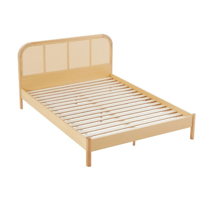 Lulu Bed Frame with Curved Rattan Bedhead - King