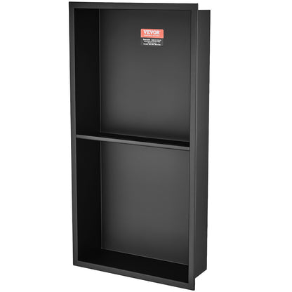 33.02 x 63.5 cm No Tile Shower Niche 304 Stainless Steel, Wall-Inserted Niche Recessed Double Shelves, Sealed Waterproof Rust-Resistant Modern Niche for Shower or Soap Storage Bathroom