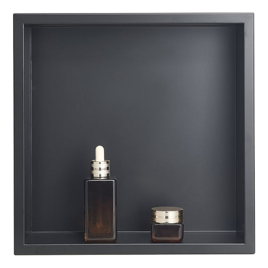 Shower Niche, 33.0 x 33.0 x 10.2 cm Recessed Wall Niche, Heavy-duty Stainless Steel Modern Soap & Shampoo Storage Organizer, Sealed Waterproof, Durable & Easy to Install, Black for Bathroom