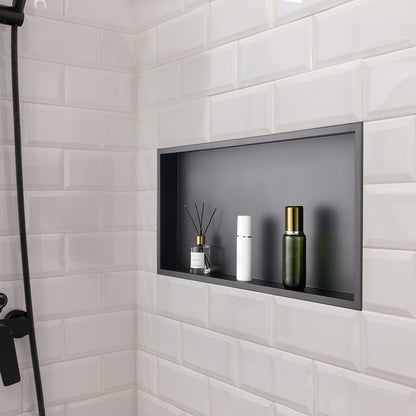 Shower Niche, 33.0 x 63.5 x 10.2 cm Recessed Wall Niche, Heavy-duty Stainless Steel Modern Soap & Shampoo Storage Organizer, Sealed Waterproof, Durable & Easy to Install, Black for Bathroom