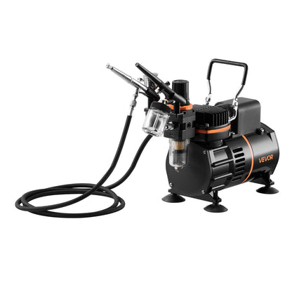 Airbrush Kit, 1/6 HP, Air Brush Kit with Air Compressor, 3 Dual-Action Professional Airbrushes with 3 Tips, Hose, Acrylic Paint, 2 Fans, Low Noise, for Cake Decorating, Model Painting, Nail Art