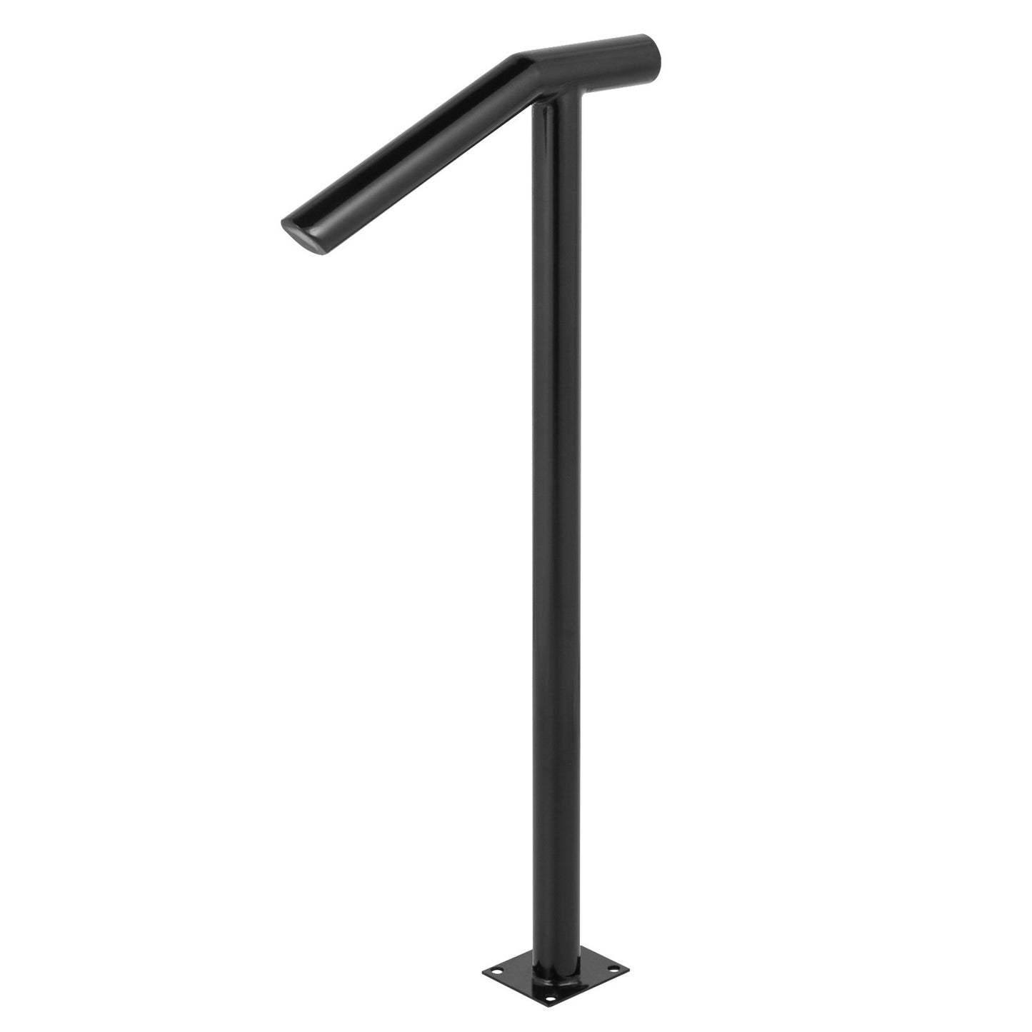 Single Post 1-2, Black Steel Railing 441LBS Capacity Baking Varnish Iron Stairs Stylish Handrails for Outdoor Steps with Expansion Bolts & Drill Bit