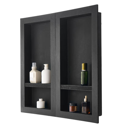 Shower Niche 40.6 x 81.3 + 40.6 x 81.3 cm Recessed Wall Shelf Bathroom