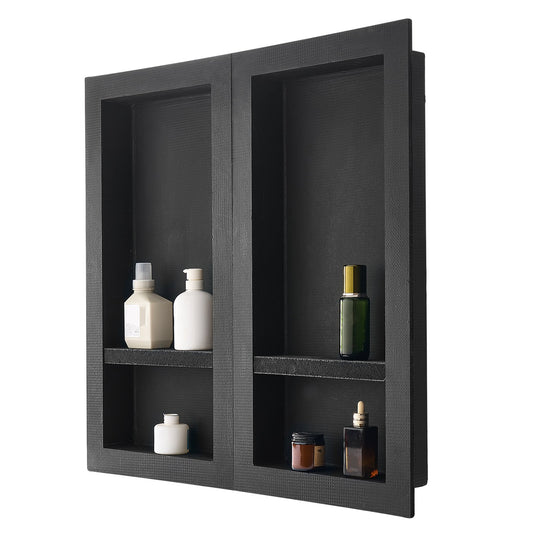 Shower Niche 40.6 x 81.3 + 40.6 x 81.3 cm Recessed Wall Shelf Bathroom