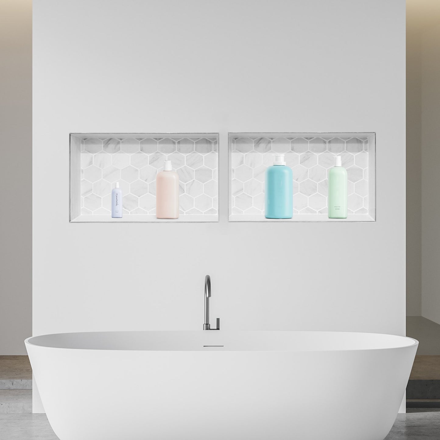 Shower Niche 40.6 x 81.3 + 40.6 x 81.3 cm Recessed Wall Shelf Bathroom
