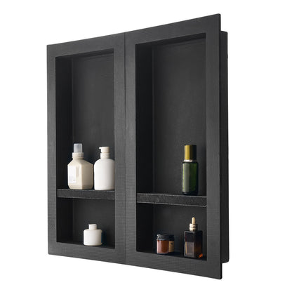 Shower Niche 40.6 x 81.3 + 40.6 x 81.3 cm Recessed Wall Shelf Bathroom
