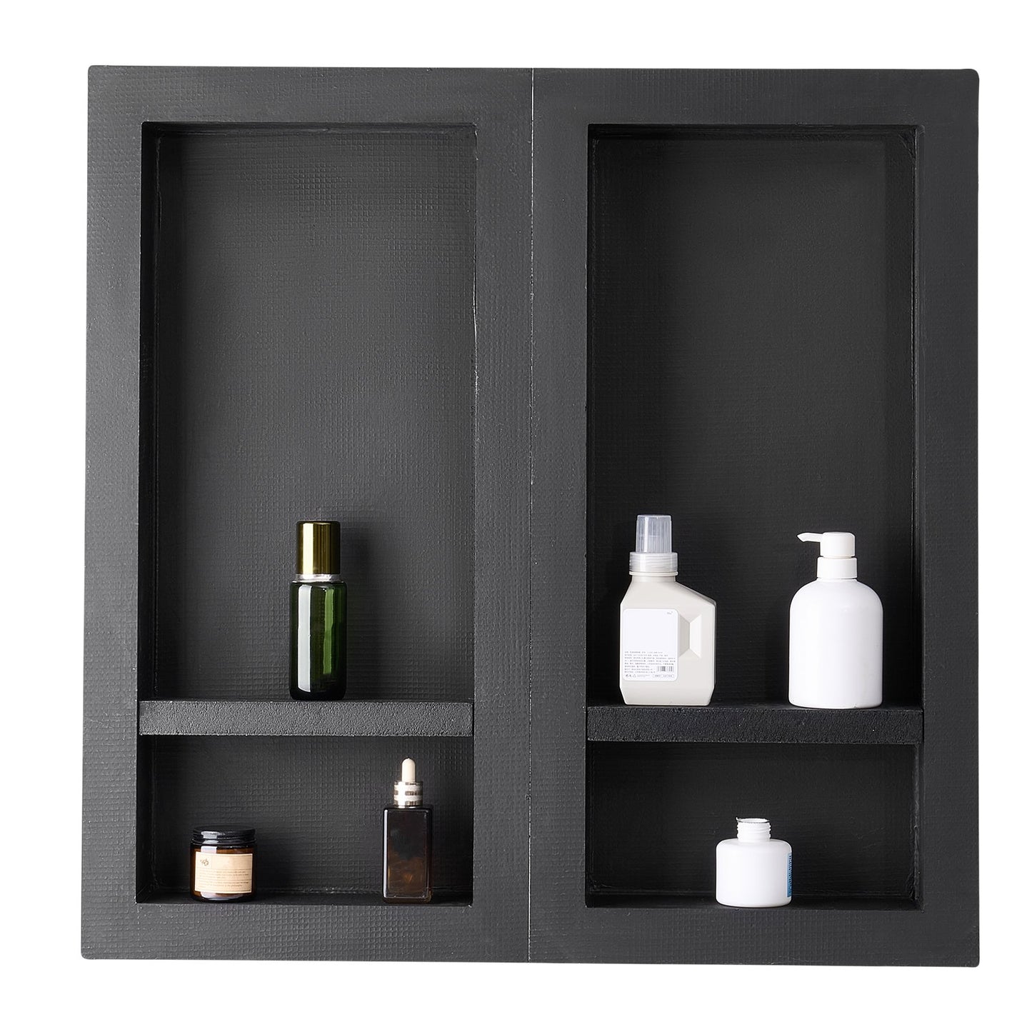 Shower Niche 40.6 x 81.3 + 40.6 x 81.3 cm Recessed Wall Shelf Bathroom